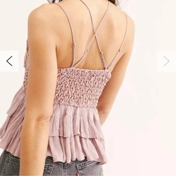 Free People Adella Mauve Pink Lace Cami - Picture 3 of 8
